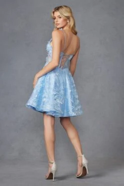 Juliet JT917A Dress Embroidered Lace With Corset Bodice Cocktail Dress(Juliet Jt917a Dress Embroidered Lace With Corset Bodice Cocktail Dress) -Discount Dress Shops 917APOWDERBLUE 4