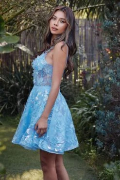 Juliet JT917A Dress Embroidered Lace With Corset Bodice Cocktail Dress(Juliet Jt917a Dress Embroidered Lace With Corset Bodice Cocktail Dress) -Discount Dress Shops 917APOWDERBLUE 9