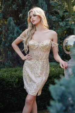 Juliet JT919L Dress Fitted Off Shoulder Sequin Sweetheart Bodice(Juliet Jt919l Dress Fitted Off Shoulder Sequin Sweetheart Bodice) -Discount Dress Shops 919LCHAMP 7