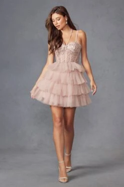 Juliet JT923S Dress Leaf Lace Corset With Ruffle Tulle Skirt(Juliet Jt923s Dress Leaf Lace Corset With Ruffle Tulle Skirt) -Discount Dress Shops 923SBUFF 2