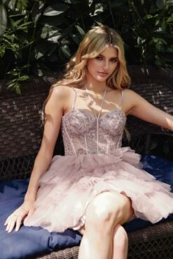 Juliet JT923S Dress Leaf Lace Corset With Ruffle Tulle Skirt(Juliet Jt923s Dress Leaf Lace Corset With Ruffle Tulle Skirt) -Discount Dress Shops 923SBUFF 4