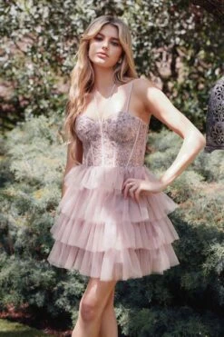 Juliet JT923S Dress Leaf Lace Corset With Ruffle Tulle Skirt(Juliet Jt923s Dress Leaf Lace Corset With Ruffle Tulle Skirt) -Discount Dress Shops 923SBUFF 7