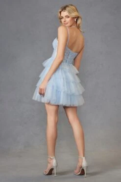 Juliet JT923S Dress Leaf Lace Corset With Ruffle Tulle Skirt(Juliet Jt923s Dress Leaf Lace Corset With Ruffle Tulle Skirt) -Discount Dress Shops 923SLIGHTBLUE 16