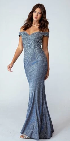 Eureka 9306 Corset Back Off-Shoulder Mermaid Long Dress(Corset Back Off Shoulder Mermaid Long Prom Dress Mocha) -Discount Dress Shops 9306 periblue