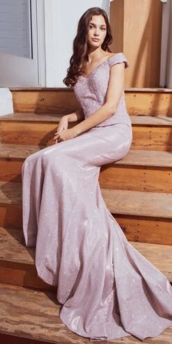 Eureka 9306 Corset Back Off-Shoulder Mermaid Long Dress(Corset Back Off Shoulder Mermaid Long Prom Dress Mocha)