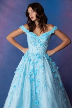 Eureka 9339 Quinceanera Glitter Mesh Ball Gown Includes Cape(Eureka 9339 Quinceanera Glitter Mesh Ball Gown Includes Cape) -Discount Dress Shops 9339BahamaBlue 3
