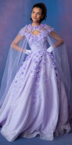 Eureka 9339 Quinceanera Glitter Mesh Ball Gown Includes Cape(Eureka 9339 Quinceanera Glitter Mesh Ball Gown Includes Cape)