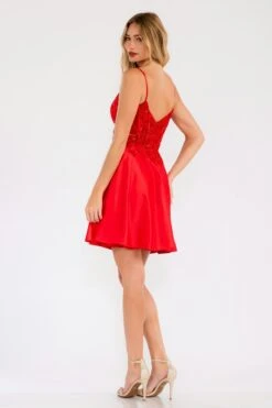 Juliet JT940R Dress V-Neck Leaf Lace Corset Bodice Satin Skirt(Juliet Jt940r Dress V Neck Leaf Lace Corset Bodice Satin Skirt) 18 Juliet JT940R Dress V-Neck Leaf Lace Corset Bodice Satin Skirt(Juliet Jt940r Dress V Neck Leaf Lace Corset Bodice Satin Skirt) -Discount Dress Shops 940RRED 3