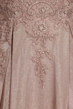 Eureka 9606 Shimmering Long Dress Appliqued Bodice(Mocha Shimmering Long Prom Dress Appliqued Bodice) -Discount Dress Shops 9606 eureka mocha zoom