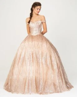 Eureka 9616 Off-Shoulder Glitter Prom Ball Gown(Off Shoulder Glitter Prom Ball Gown Rose Gold) -Discount Dress Shops 9616 eureka rose gold full