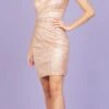 Eureka 9701 Fitted Shimmering Short Party Cocktail Dress(Rose Gold Fitted Shimmering Short Party Dress)