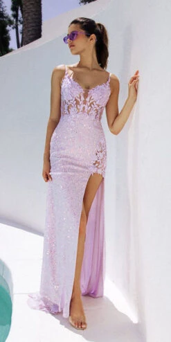 Eureka Fashion 9790 Floor Length Fitted Sheath Sequin Gown Corset Bodice(Eureka Fashion 9790 Floor Length Fitted Sheath Sequin Gown Corset Bodice)