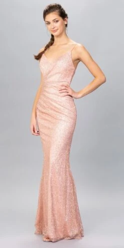 Eureka 9801 V-Neck Glittery Long Formal Dress(V Neck Glittery Long Formal Dress Rose Gold) -Discount Dress Shops 9801 eureka rose gold side c8c6c03d bc0b 4536 bff9 a3093fbaa08e