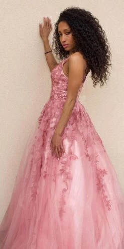 Eureka 9858 Floor Length A-Line Glitter Mesh Gown(Eureka 9858 Floor Length A Line Glitter Mesh Gown) -Discount Dress Shops 9858 dusty rose back