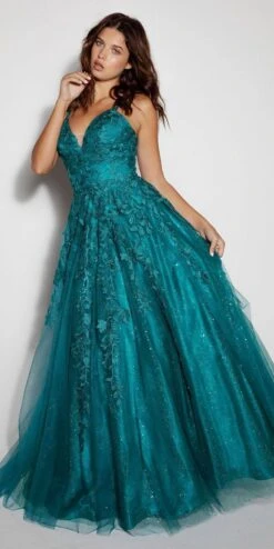 Eureka 9858 Floor Length A-Line Glitter Mesh Gown(Eureka 9858 Floor Length A Line Glitter Mesh Gown)