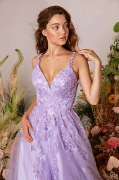 Eureka 9858 Floor Length A-Line Glitter Mesh Gown(Eureka 9858 Floor Length A Line Glitter Mesh Gown) -Discount Dress Shops 9858Lilac 1