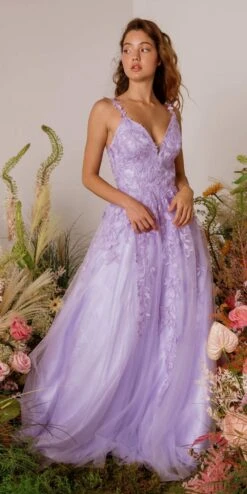 Eureka 9858 Floor Length A-Line Glitter Mesh Gown(Eureka 9858 Floor Length A Line Glitter Mesh Gown) -Discount Dress Shops 9858Lilac 12