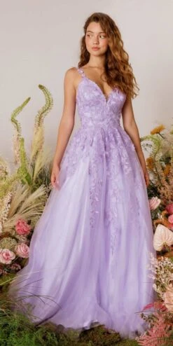 Eureka 9858 Floor Length A-Line Glitter Mesh Gown(Eureka 9858 Floor Length A Line Glitter Mesh Gown) -Discount Dress Shops 9858Lilac 4