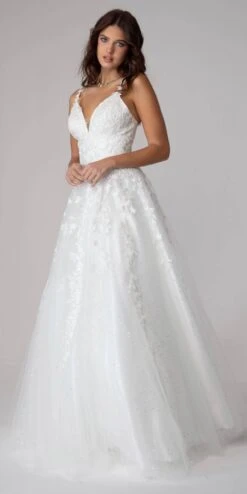 Eureka 9858 Floor Length A-Line Glitter Mesh Gown(Eureka 9858 Floor Length A Line Glitter Mesh Gown) -Discount Dress Shops 9858OffWhite 4