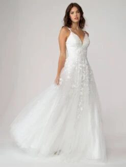 Eureka 9858 Floor Length A-Line Glitter Mesh Gown(Eureka 9858 Floor Length A Line Glitter Mesh Gown) -Discount Dress Shops 9858OffWhite 5