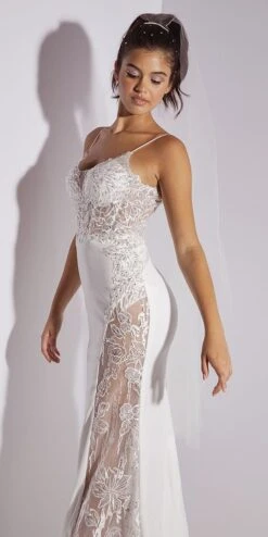 Eureka 9889 Long Mermaid Gown With Side Slit(Eureka 9889 Long Mermaid Gown With Side Slit) -Discount Dress Shops 9889W white zoom