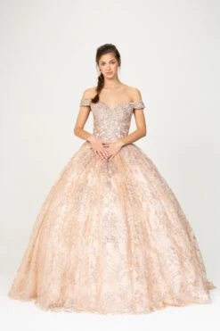 Eureka 9909 Off-Shoulder Ball Gown Lace-Up Back(Off Shoulder Rose Gold Prom Ball Gown Lace Up Back) 14 Eureka 9909 Off-Shoulder Ball Gown Lace-Up Back(Off Shoulder Rose Gold Prom Ball Gown Lace Up Back) -Discount Dress Shops 9909 eureka rose gold full