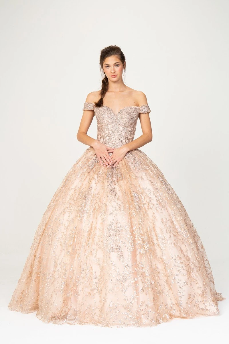 Eureka 9909 Off-Shoulder Ball Gown Lace-Up Back(Off Shoulder Rose Gold Prom Ball Gown Lace Up Back) 4 Eureka 9909 Off-Shoulder Ball Gown Lace-Up Back(Off Shoulder Rose Gold Prom Ball Gown Lace Up Back) - Image 4