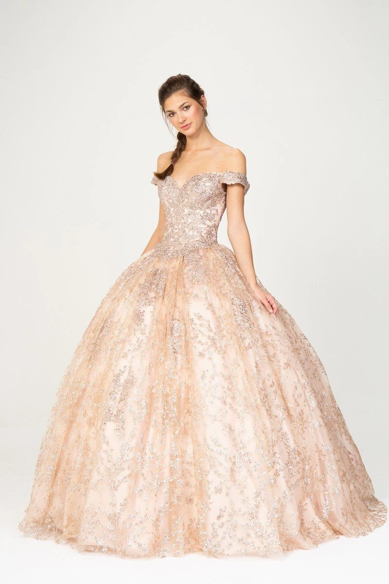 Eureka 9909 Off-Shoulder Ball Gown Lace-Up Back(Off Shoulder Rose Gold Prom Ball Gown Lace Up Back) 5 Eureka 9909 Off-Shoulder Ball Gown Lace-Up Back(Off Shoulder Rose Gold Prom Ball Gown Lace Up Back) - Image 5