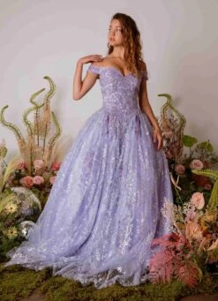 Eureka 9909 Off-Shoulder Ball Gown Lace-Up Back(Off Shoulder Rose Gold Prom Ball Gown Lace Up Back) 19 Eureka 9909 Off-Shoulder Ball Gown Lace-Up Back(Off Shoulder Rose Gold Prom Ball Gown Lace Up Back) -Discount Dress Shops 9909Lilac 10