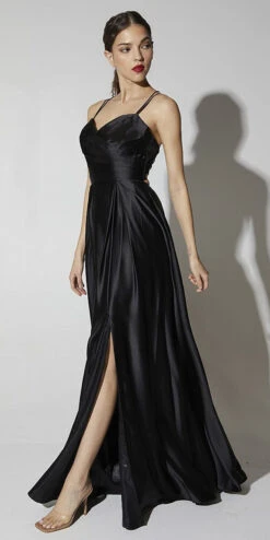 Eureka 9925 Floor Length Satin A-Line Dress With Pockets(Eureka 9925 Floor Length Satin A Line Dress With Pockets) -Discount Dress Shops 9925 eureka black