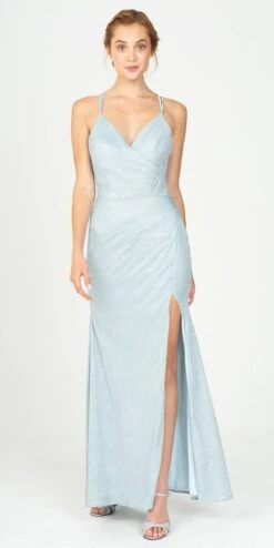 Eureka 9933 Pleated Long Dress V-Neck With Slit(Perry Blue Pleated Long Prom Dress V Neck With Slit) -Discount Dress Shops 9933 eureka fashion ice blue 6061522b fd2a 42f8 874d 5e3647b758b8