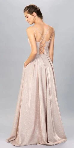 Eureka 9977 Floor Length Sparkly Gown Corset Back(Eureka 9977 Floor Length Sparkly Gown Corset Back) -Discount Dress Shops 9977 back