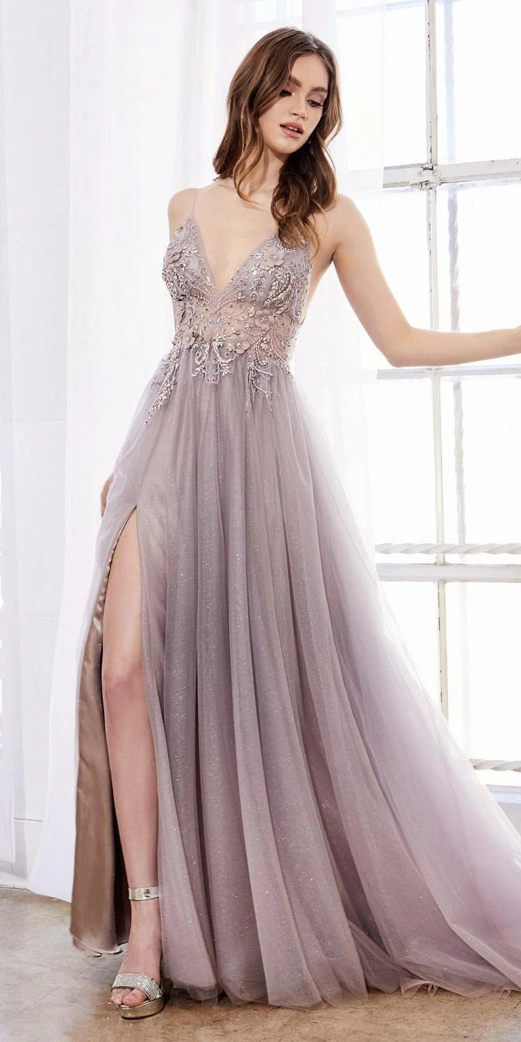 Andrea & Leo A0850 Appliqued Long Dress Sheer-Midriff(Blush Mauve Appliqued Long Prom Dress With Sheer Midriff) 5 Andrea & Leo A0850 Appliqued Long Dress Sheer-Midriff(Blush Mauve Appliqued Long Prom Dress With Sheer Midriff) - Image 5