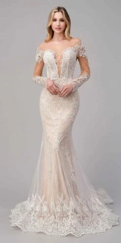 Andrea & Leo A1022 Bohemian Lace Mermaid Gown(Bohemian Lace Mermaid Gown By Andrea Leo A1022) -Discount Dress Shops A1022 andrea and leo off white
