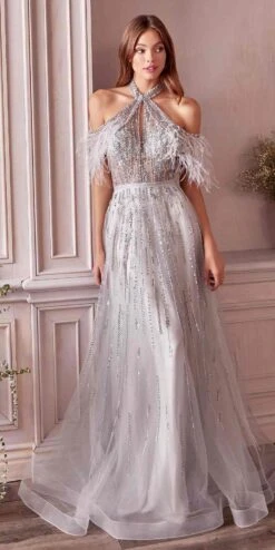 Andrea & Leo A1023 Anastasia Feather A-Line Gown(Anastasia Feather A Line Gown By Andrea Leo A1023)