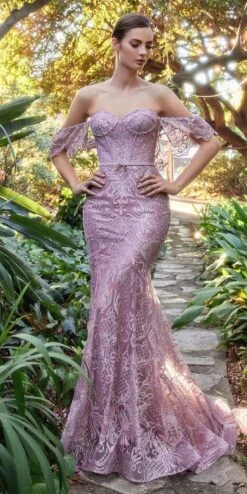 Andrea & Leo A1105 Long Strapless Mermaid Gown With Optional Off Shoulder Sleeves(Andrea Leo A1105 Long Strapless Mermaid Gown With Optional Off Shoulder Sleeves)