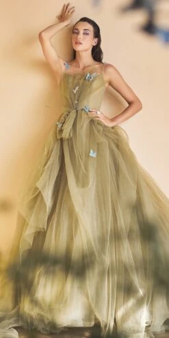 Andrea & Leo A1113 Dancing Butterflies Plisse Ball Gown(Andrea Leo A1113 Dancing Butterflies Plisse Ball Gown)