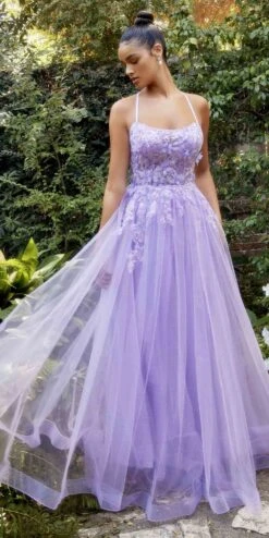 Andrea & Leo A1141 Floor Length Fluttering Butterfly Applique A-Line Gown(Andrea Leo A1141 Floor Length Fluttering Butterfly Applique A Line Gown) -Discount Dress Shops A1141 lavender 1