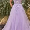 Andrea & Leo A1142 Floor Length Floral Applique A-Line Tulle Gown(Andrea Leo A1142 Floor Length Floral Applique A Line Tulle Gown)