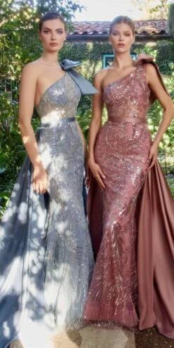 Andrea & Leo A1161 One Shoulder Embellished Gown With Detachable Satin Skirt(Andrea Leo A1161 One Shoulder Embellished Gown With Detachable Satin Skirt)