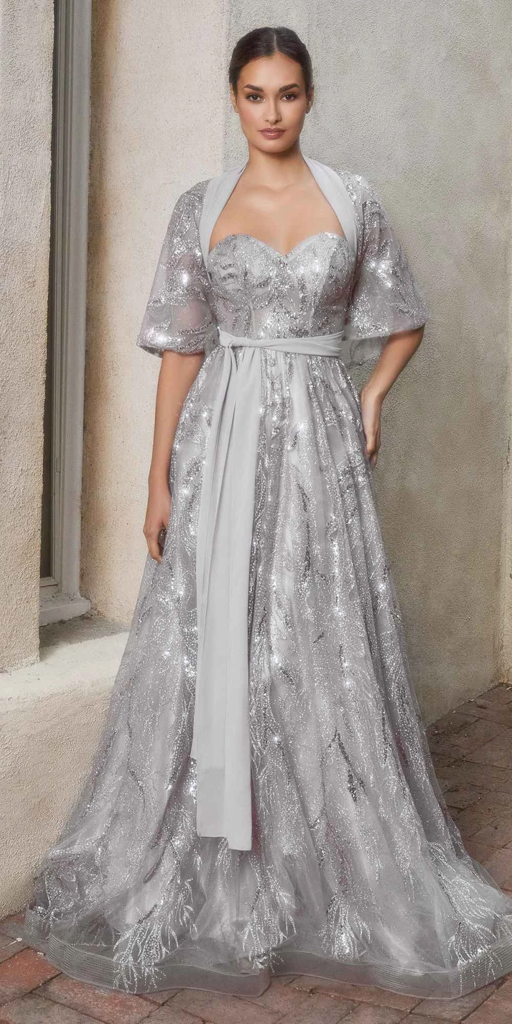 Andrea & Leo A1174 Shimmer Leaf Motif Ball Gown With Matching Shawl(Andrea Leo A1174 Shimmer Leaf Motif Ball Gown With Matching Shawl) 1 Andrea & Leo A1174 Shimmer Leaf Motif Ball Gown With Matching Shawl(Andrea Leo A1174 Shimmer Leaf Motif Ball Gown With Matching Shawl)