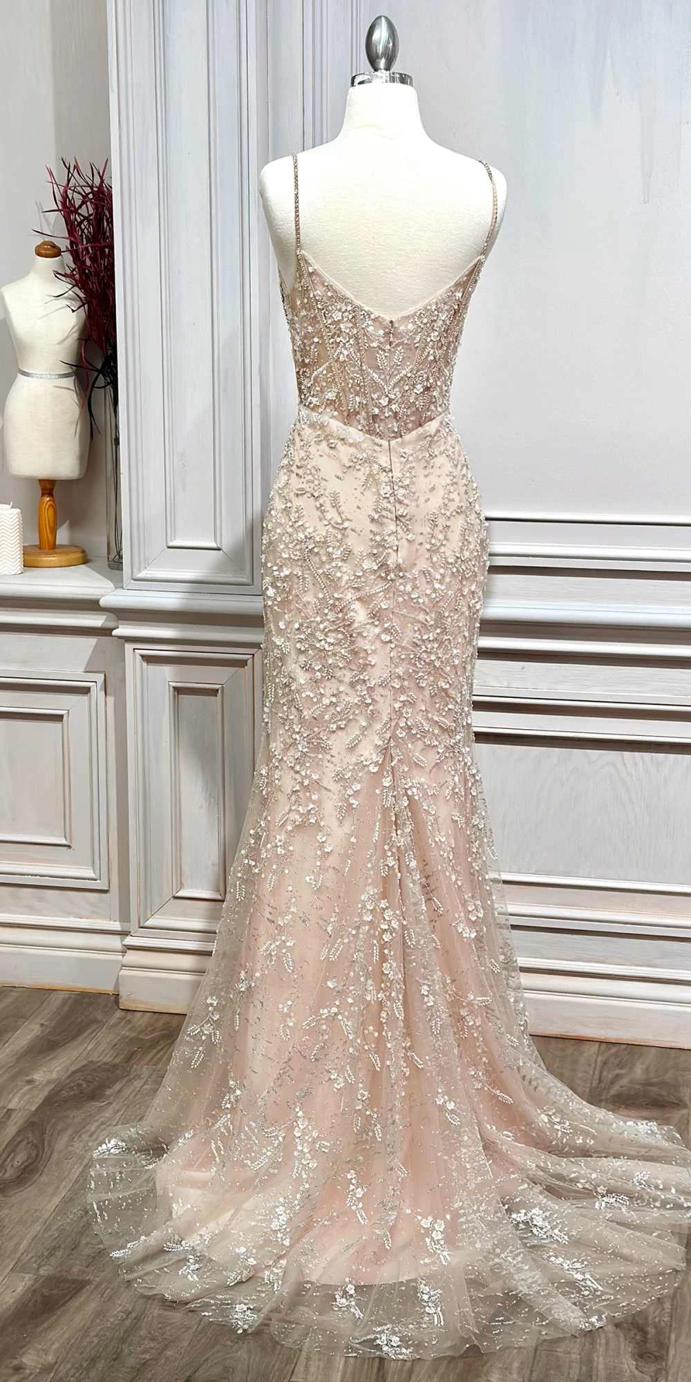 Andrea & Leo A1186 Floor Length Fitted Embellished Nude Gown(Andrea Leo A1186 Floor Length Fitted Embellished Nude Gown) 5 Andrea & Leo A1186 Floor Length Fitted Embellished Nude Gown(Andrea Leo A1186 Floor Length Fitted Embellished Nude Gown) - Image 5