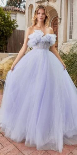 Andrea & Leo A1199 Floor Length Gathered Tulle Pearl A-Line Ball Gown(Andrea Leo A1199 Floor Length Gathered Tulle Pearl A Line Ball Gown)