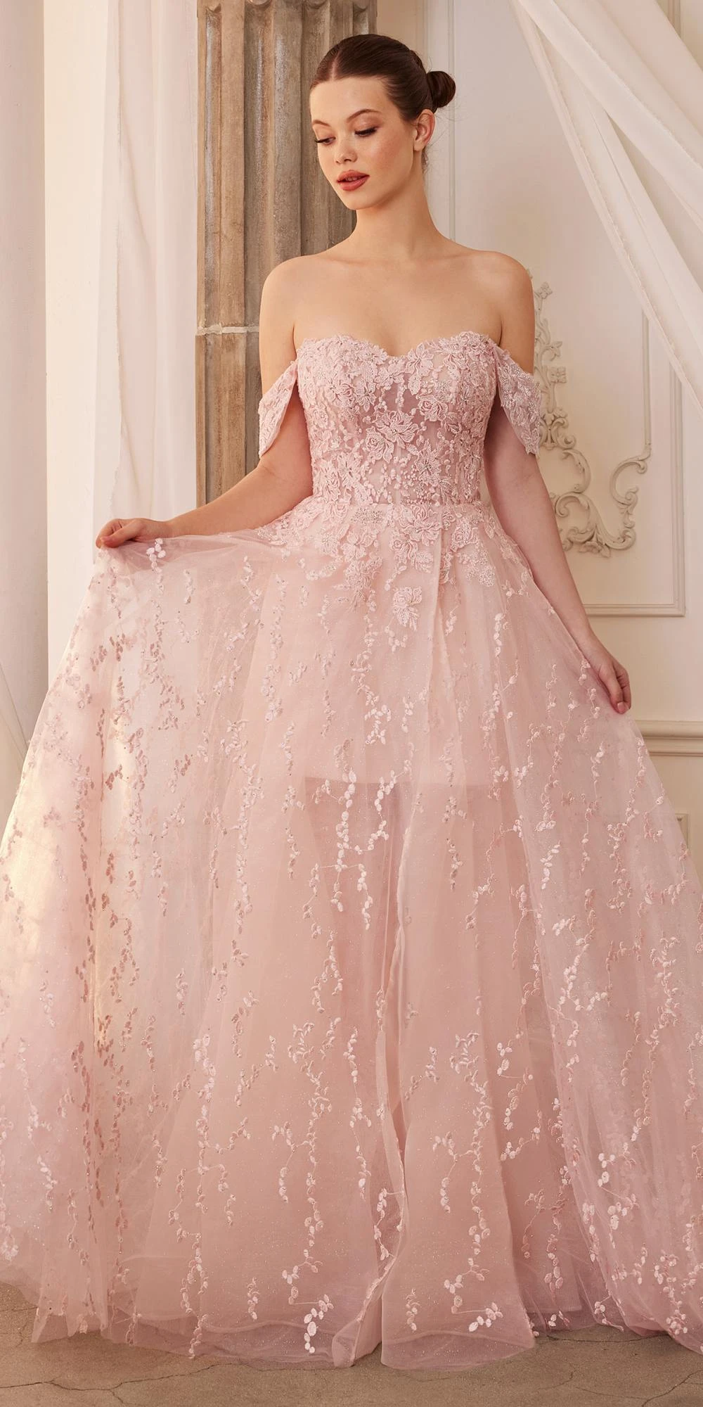 Andrea & Leo A1207 Off Shoulder Bouquet Lace Gown With Short Skirt(Andrea Leo A1207 Off Shoulder Bouquet Lace Gown With Short Skirt) 4 Andrea & Leo A1207 Off Shoulder Bouquet Lace Gown With Short Skirt(Andrea Leo A1207 Off Shoulder Bouquet Lace Gown With Short Skirt) - Image 4