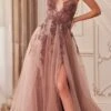 Andrea & Leo A1236 Long A-Line Halter Layered Glitter Tulle Dress(Andrea Leo A1236 Long A Line Halter Layered Glitter Tulle Dress)
