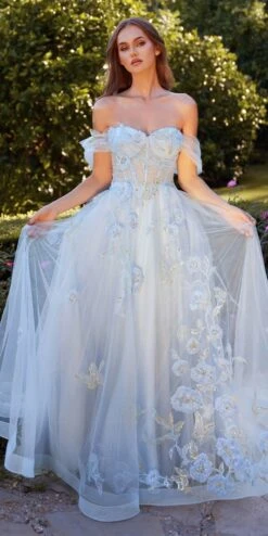 Andrea & Leo A1246 Long Off The Shoulder Floral Applique Tulle Ball Gown(Andrea Leo A1246 Long Off The Shoulder Floral Applique Tulle Ball Gown) 12 Andrea & Leo A1246 Long Off The Shoulder Floral Applique Tulle Ball Gown(Andrea Leo A1246 Long Off The Shoulder Floral Applique Tulle Ball Gown) -Discount Dress Shops A1246 dustyblue