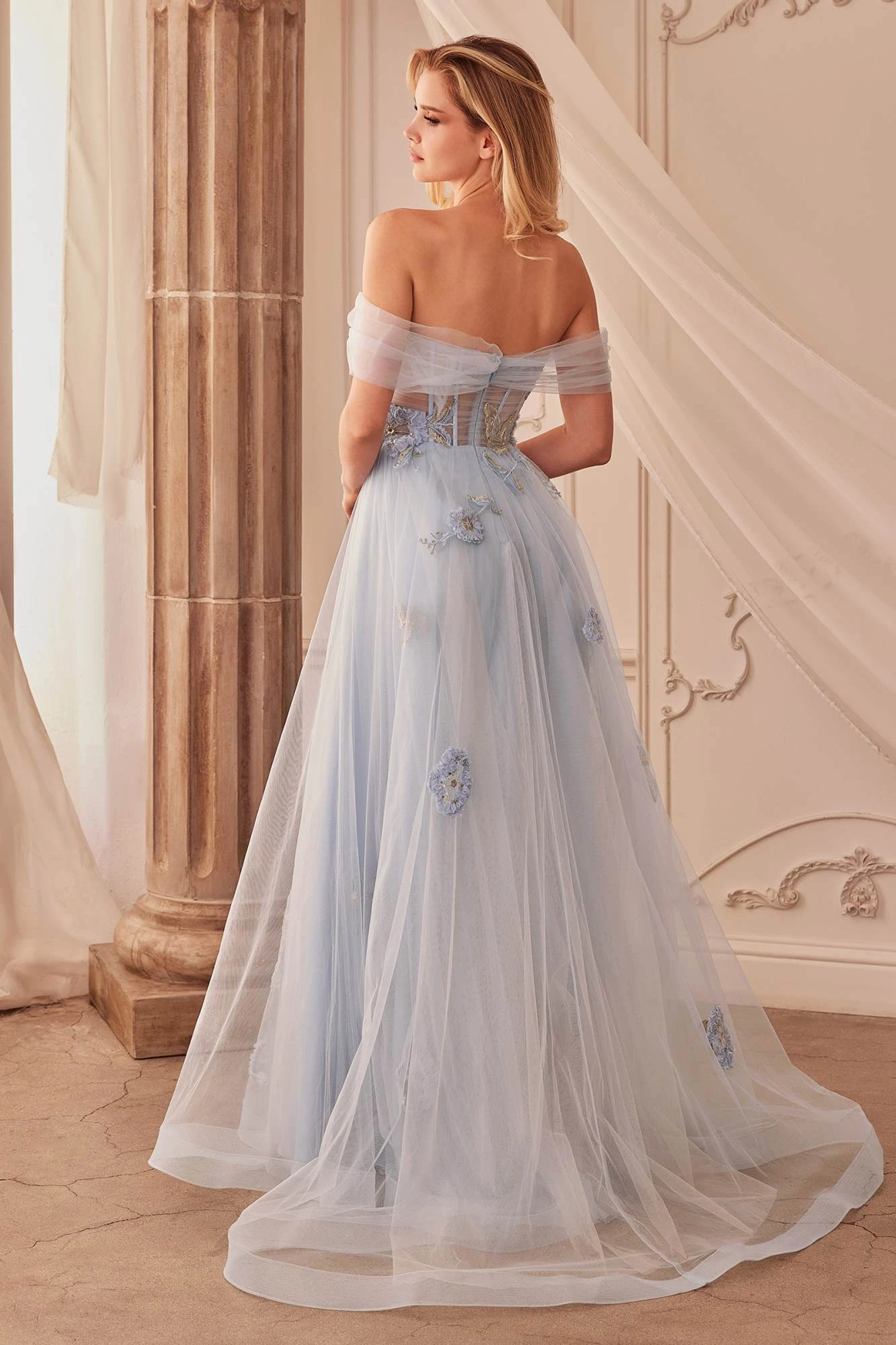 Andrea & Leo A1246 Long Off The Shoulder Floral Applique Tulle Ball Gown(Andrea Leo A1246 Long Off The Shoulder Floral Applique Tulle Ball Gown) 2 Andrea & Leo A1246 Long Off The Shoulder Floral Applique Tulle Ball Gown(Andrea Leo A1246 Long Off The Shoulder Floral Applique Tulle Ball Gown) - Image 2