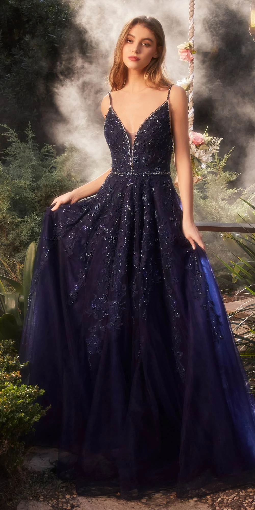 Andrea & Leo A1251 Long V-Neckline Lace Applique A-Line Ball Gown(Andrea Leo A1251 Long V Neckline Lace Applique A Line Ball Gown) 5 Andrea & Leo A1251 Long V-Neckline Lace Applique A-Line Ball Gown(Andrea Leo A1251 Long V Neckline Lace Applique A Line Ball Gown) - Image 5