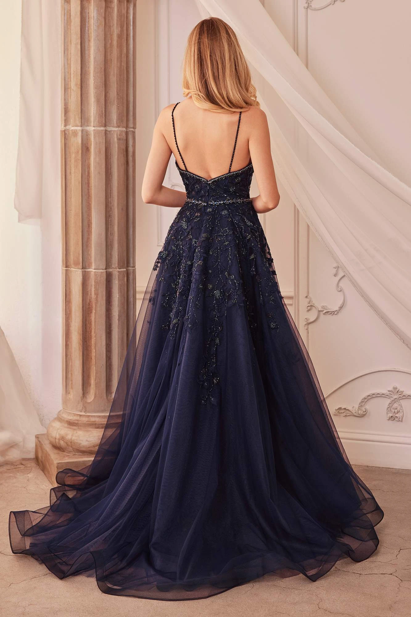 Andrea & Leo A1251 Long V-Neckline Lace Applique A-Line Ball Gown(Andrea Leo A1251 Long V Neckline Lace Applique A Line Ball Gown) 3 Andrea & Leo A1251 Long V-Neckline Lace Applique A-Line Ball Gown(Andrea Leo A1251 Long V Neckline Lace Applique A Line Ball Gown) - Image 3