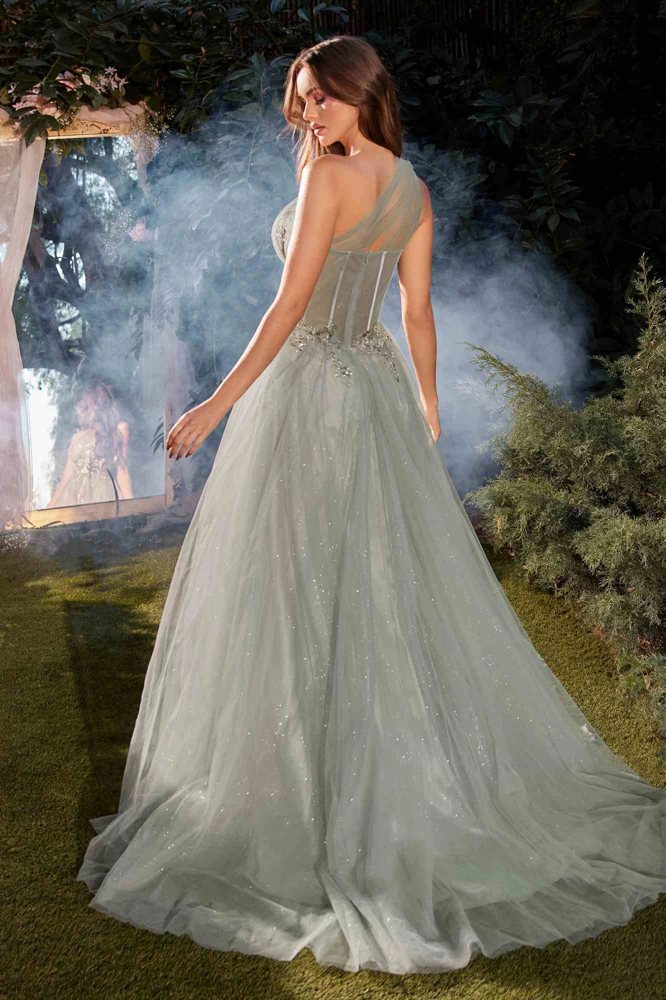 Andrea & Leo A1259 One Shoulder Glitter Tulle A-Line Gown(Andrea Leo A1259 One Shoulder Glitter Tulle A Line Gown) 2 Andrea & Leo A1259 One Shoulder Glitter Tulle A-Line Gown(Andrea Leo A1259 One Shoulder Glitter Tulle A Line Gown) - Image 2